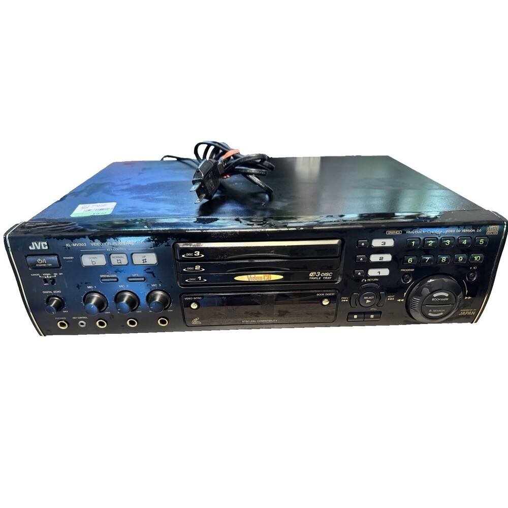 JVC XL-MV303BK 3 Disc Karaoke Video VCD CD Player Changer Tested No Remote